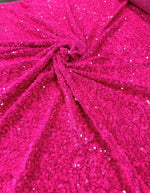Load image into Gallery viewer, Neon pink Sequin Stretch Velvet Fabric – Sparkly Spandex for Dresses, Costumes, Dancewear &amp; Event Decor
