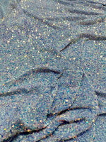 Load image into Gallery viewer, Light blue Sequin Stretch Velvet Fabric – Sparkly Spandex for Dresses, Costumes, Dancewear &amp; Event Decor
