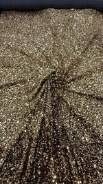Load image into Gallery viewer, Gold Sequin on black Stretch Velvet Fabric – Sparkly Spandex for Dresses, Costumes, Dancewear &amp; Event Decor
