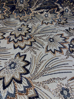 Load image into Gallery viewer, Navy Floral Beaded Lace Fabric 3D Sequin Mesh Lace by the Yard for Bridal Gowns, Prom Dresses &amp; Couture Designs
