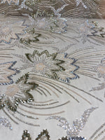Load image into Gallery viewer, Olive Floral Beaded Lace Fabric 3D Sequin Mesh Lace by the Yard for Bridal Gowns, Prom Dresses &amp; Couture Designs

