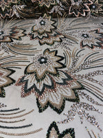 Load image into Gallery viewer, Hunter Floral Beaded Lace Fabric 3D Sequin Mesh Lace by the Yard for Bridal Gowns, Prom Dresses &amp; Couture Designs
