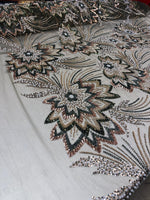 Load image into Gallery viewer, Hunter Floral Beaded Lace Fabric 3D Sequin Mesh Lace by the Yard for Bridal Gowns, Prom Dresses &amp; Couture Designs
