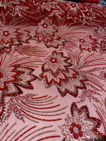 Load image into Gallery viewer, Red Floral Beaded Lace Fabric 3D Sequin Mesh Lace by the Yard for Bridal Gowns, Prom Dresses &amp; Couture Designs
