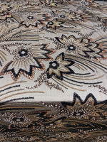 Load image into Gallery viewer, Black Floral Beaded Lace Fabric 3D Sequin Mesh Lace by the Yard for Bridal Gowns, Prom Dresses &amp; Couture Designs
