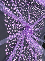 Load image into Gallery viewer, Lavender 3D Butterfly Satin Lace Fabric – Embroidered Mesh Lace by the Yard for Bridal, Prom Dresses &amp; Couture Designs
