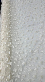Load image into Gallery viewer, Ivory 3D Butterfly Satin Lace Fabric – Embroidered Mesh Lace by the Yard for Bridal, Prom Dresses &amp; Couture Designs
