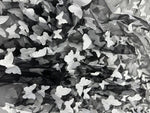 Load image into Gallery viewer, White 3D Butterfly Satin Lace on black Fabric – Embroidered Mesh Lace by the Yard for Bridal, Prom Dresses &amp; Couture Designs
