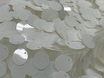 Load image into Gallery viewer, White 18MM Paillette Sequins Trim Fabric – Oversized Round Sequin Material for Costumes, Dancewear, Festival Decor &amp; Glam Sewing Projects
