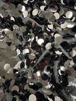Load image into Gallery viewer, Black 18MM Paillette Sequins Trim Fabric – Oversized Round Sequin Material for Costumes, Dancewear, Festival Decor &amp; Glam Sewing Projects
