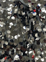 Load image into Gallery viewer, Black 18MM Paillette Sequins Trim Fabric – Oversized Round Sequin Material for Costumes, Dancewear, Festival Decor &amp; Glam Sewing Projects
