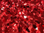 Load image into Gallery viewer, Red 18MM Paillette Sequins Trim Fabric – Oversized Round Sequin Material for Costumes, Dancewear, Festival Decor &amp; Glam Sewing Project
