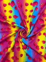 Load image into Gallery viewer, Strawberry Rainbow 4-Way Stretch Printed Spandex Fabric
