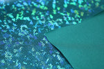 Load image into Gallery viewer, Teal Shattered Glass Holographic Spandex Fabric – 4 Way Stretch Dancewear Costume

