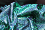 Load image into Gallery viewer, Green/Navy  Shattered Glass Holographic Spandex Fabric – 4 Way Stretch Dancewear Costume
