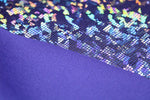 Load image into Gallery viewer, Silver /Purple  Shattered Glass Holographic Spandex Fabric – 4 Way Stretch Dancewear Costume
