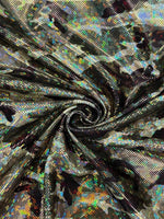 Load image into Gallery viewer, Camouflage Shattered Glass Holographic Spandex Fabric – 4 Way Stretch Dancewear Costume
