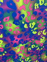Load image into Gallery viewer, Neon Leopard Print Spandex Fabric by the Yard – Stretch Dancewear Fabric, Rave Costume Fabric, Bright Animal Print
