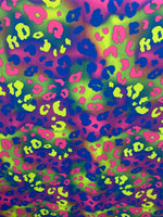 Load image into Gallery viewer, Neon Leopard Print Spandex Fabric by the Yard – Stretch Dancewear Fabric, Rave Costume Fabric, Bright Animal Print

