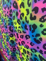 Load image into Gallery viewer, Black Neon Leopard Print Spandex Fabric by the Yard – Stretch Dancewear Fabric, Rave Costume Fabric, Bright Animal Print
