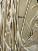 Load image into Gallery viewer, Taupe Stretch Velvet Fabric | Soft 4-Way | Costumes, Dancewear, Crafts by the Yard
