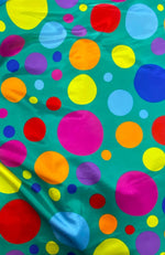 Load image into Gallery viewer, Jade Multi big polka dot charmeuse Fabric / 58" WIDE / sold by the yard
