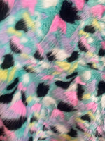 Load image into Gallery viewer, Rainbow Print Faux Fur Fabric — Pastel Multicolor Long Pile, Sold by the Yard, Fluffy Craft Fur, Rave &amp; Festival, Costumes
