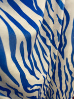 Load image into Gallery viewer, Blue white zebra stretch velvet 58" wide fabric
