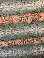 Load image into Gallery viewer, Orange nylon Snake Spandex 4 way stretch fabric 58" wide
