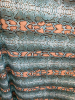 Load image into Gallery viewer, Orange nylon Snake Spandex 4 way stretch fabric 58" wide
