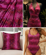 Load image into Gallery viewer, Fuchsia metallic python Nylon Spandex By The Yard Fabric Muti Color Snake Fabric 4 Way Stretch, Fabric 60” wide
