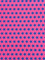 Load image into Gallery viewer, Blacklight Reactive Pink and Blue Star Printed Spandex 4 way stretch
