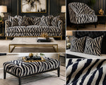 Load image into Gallery viewer, White/Black Zebra Print Chenille velvet Upholstery Fabric – Animal Print Decorative Fabric by the Yard
