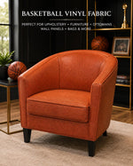 Load image into Gallery viewer, Basketball Faux Leather Vinyl Fabric | Sports Upholstery Material, Textured Basketball Grain Fabric by the Yard
