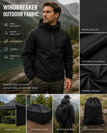 Load image into Gallery viewer, Black Waterproof Nylon Windbreaker Fabric by the Yard – Lightweight Outdoor Jacket Material, Rain Resistant Apparel
