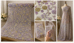 Load image into Gallery viewer, Gold &amp; mint Floral Embroidered Tulle Lace Fabric — By the Yard

