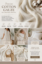 Load image into Gallery viewer, Beige Cotton Gauze Lightweight Fabric | Soft Breathable Double Gauze Cloth by the Yard | DIY Sewing, Baby Blankets, Scarves, Apparel, Crafts
