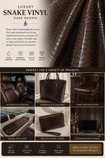 Load image into Gallery viewer, Dark Brown Snake Viper vinyl  leather  Embossed upholstery fabric sold by the yard 54" Wide
