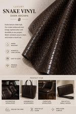 Load image into Gallery viewer, Dark Brown Snake Viper vinyl  leather  Embossed upholstery fabric sold by the yard 54" Wide
