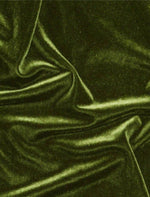 Load image into Gallery viewer, Olive Green Stretch Velvet Fabric | Soft 4-Way Stretch | Costumes, Dancewear, Crafts by the Yard
