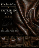 Load image into Gallery viewer, 56" Wide Copper Distressed look Faux Vinyl upholstery fabric per yard
