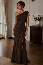 Load image into Gallery viewer, Brown glitter ITY Fabric Polyester Knit Jersey 4 Way Spandex Stretch 58" Wide by The Yard
