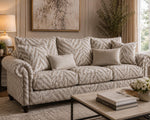 Load image into Gallery viewer, Beige Zebra Print Chenille Upholstery Fabric – Animal Print Decorative Fabric by the Yard
