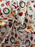 Load image into Gallery viewer, Jolly Santa Printed Crushed Velvet 4-WAY Stretch Fabric
