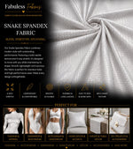 Load image into Gallery viewer, White Matte Snake Print Spandex Fabric by the Yard – 4 Way Stretch Reptile Pattern Knit for Dancewear, Costumes, Swimwear &amp; Apparel
