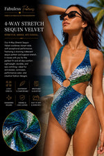 Load image into Gallery viewer, White sequin Wave Design  stretch velvet all over 5mm shining sequins 2-way stretch, sold by the yard.
