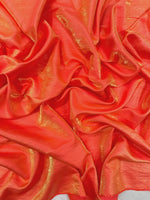 Load image into Gallery viewer, Liquid Satin Shantung Coral/Gold Material, Elegant Formal Wear Fabric, Drapery Fabric, Event Decor

