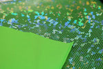 Load image into Gallery viewer, Silver /Lime  Shattered Glass Holographic Spandex Fabric – 4 Way Stretch Dancewear Costume
