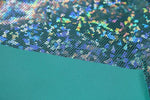 Load image into Gallery viewer, Silver /Aqua Shattered Glass Holographic Spandex Fabric – 4 Way Stretch Dancewear Costume
