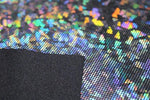 Load image into Gallery viewer, Silver /Black Shattered Glass Holographic Spandex Fabric – 4 Way Stretch Dancewear Costume
